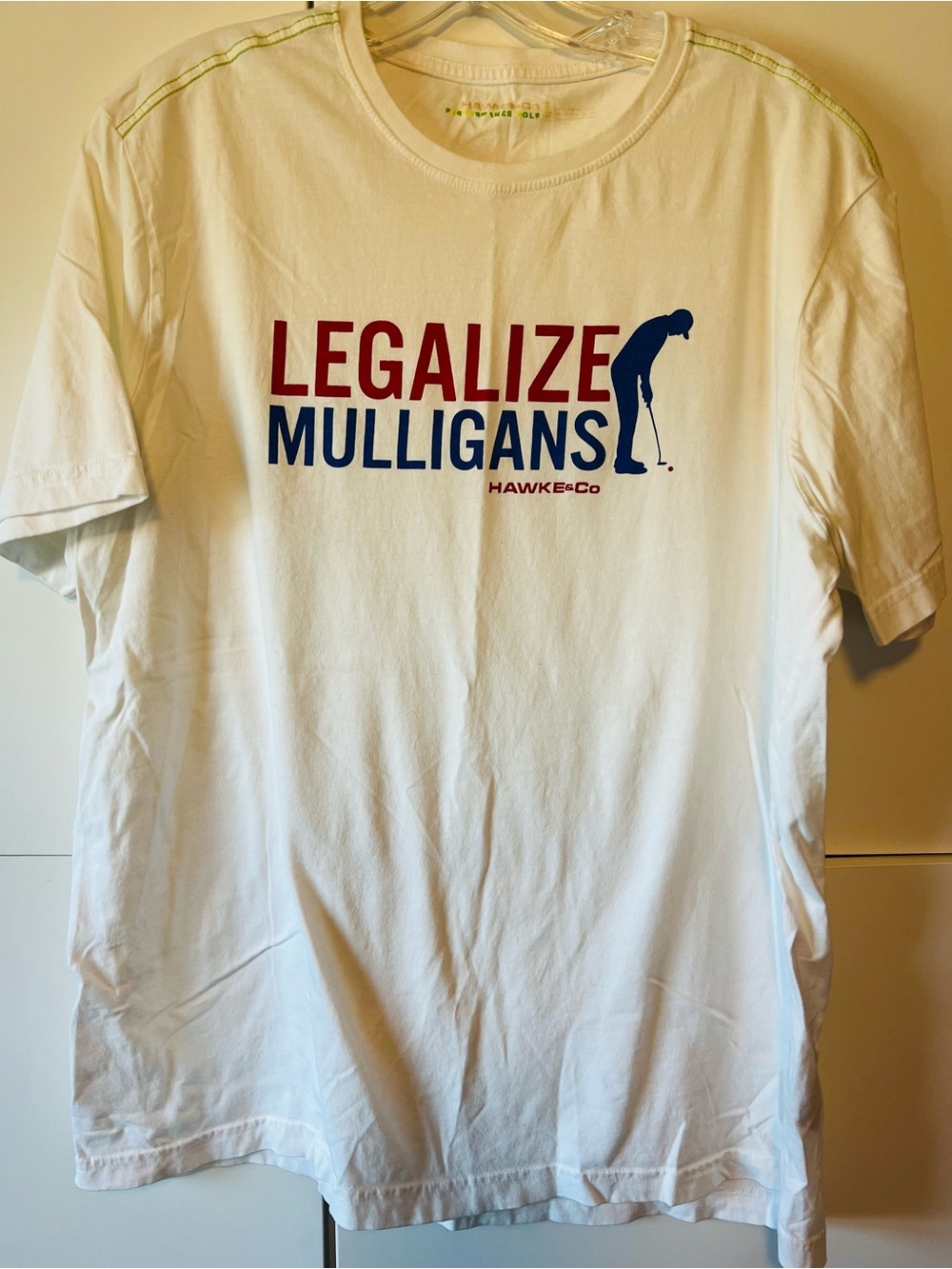 Hawke & Co White Short-Sleeve "Legalize Mulligans" Graphic Tee